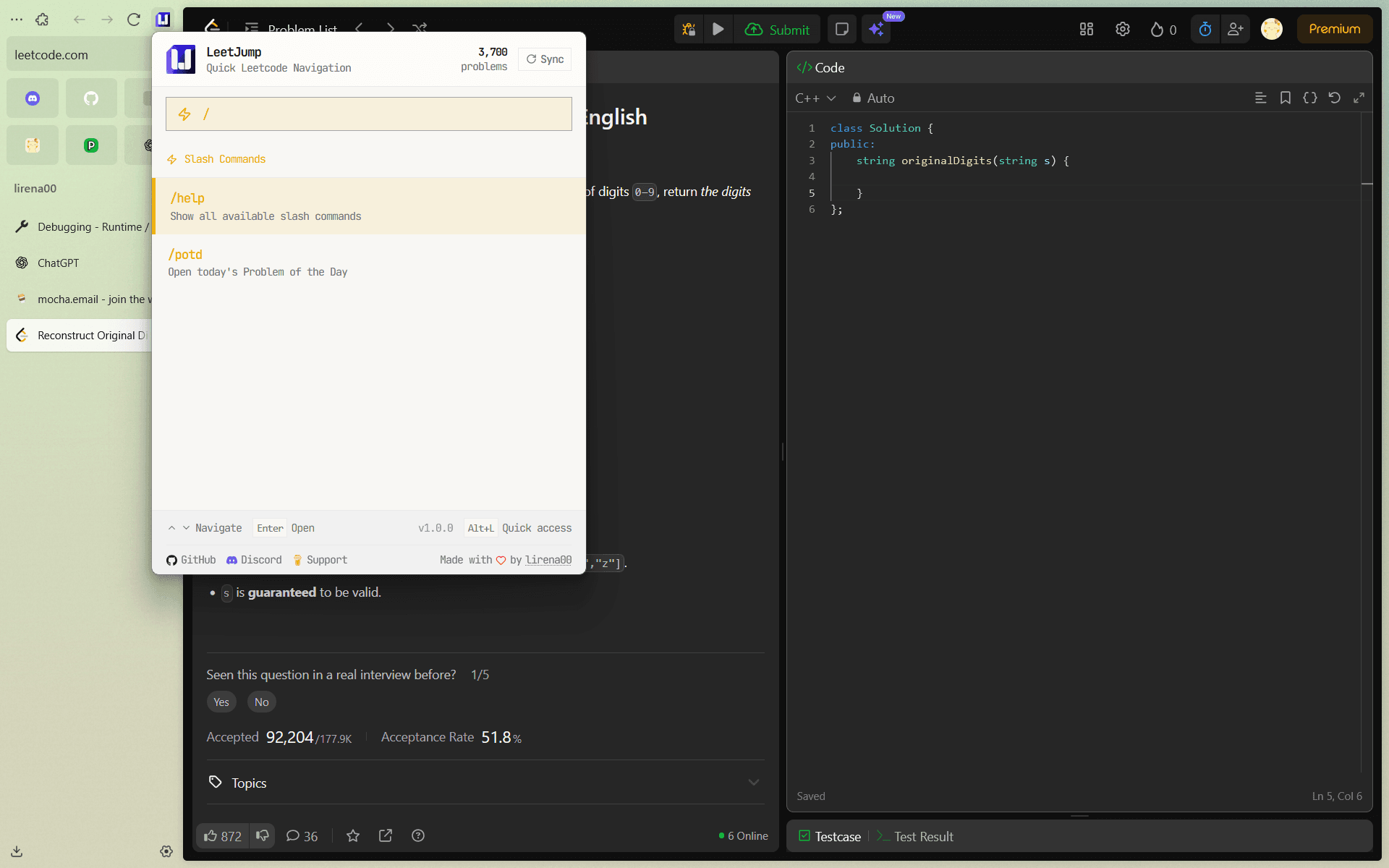 Slash commands demo - using /potd to access problem of the day